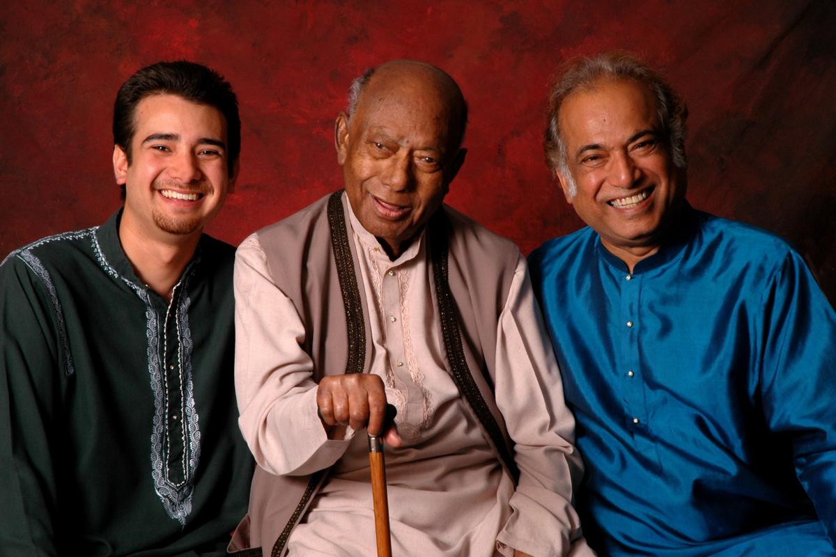 Ustad Ali Akbar Khan with his sons Alam and Aashish 